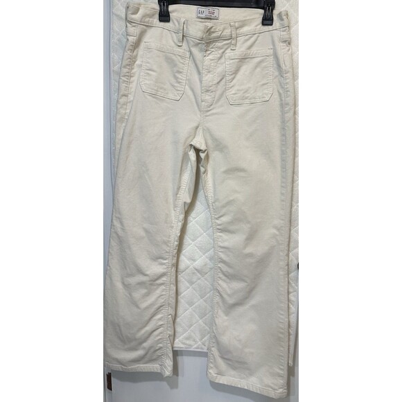 Gap 70s Flare High Rise Corduroy Pants Size 14R Boho 32 Ivory - Picture 1 of 4